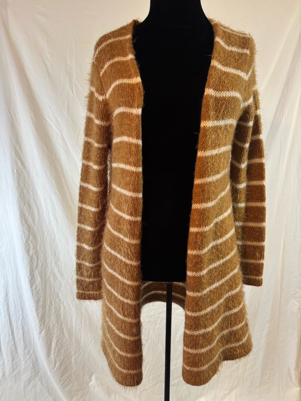 Volcom Fuzzy Striped Long Cardigan Sweater Coastal Boho Y2K Skater XS S